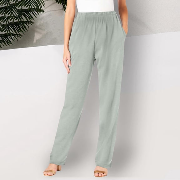 Xdegoge Casual Straight Leg Pants for Women Pull-On Elastic High Waist Lounge Trousers Lightweight Relaxed Fit Active Everyday Wear for Work Office with Pockets