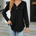 thumbnail image 2 of Christmas! Ohufall Hoodies for Women, Sweatshirt for Women Solid V-Neck Button Hooded Loose Long Sleeve Sweater, 2 of 4