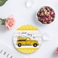 thumbnail image 4 of ZHANZZK Summer Yellow Truck Honey and Bees Wood Grain Set of 8 Round Coaster for Drinks, Absorbent Ceramic Stone Coasters Cup Mat with Cork Base for Home Kitchen Room Coffee Table Bar Decor, 4 of 6