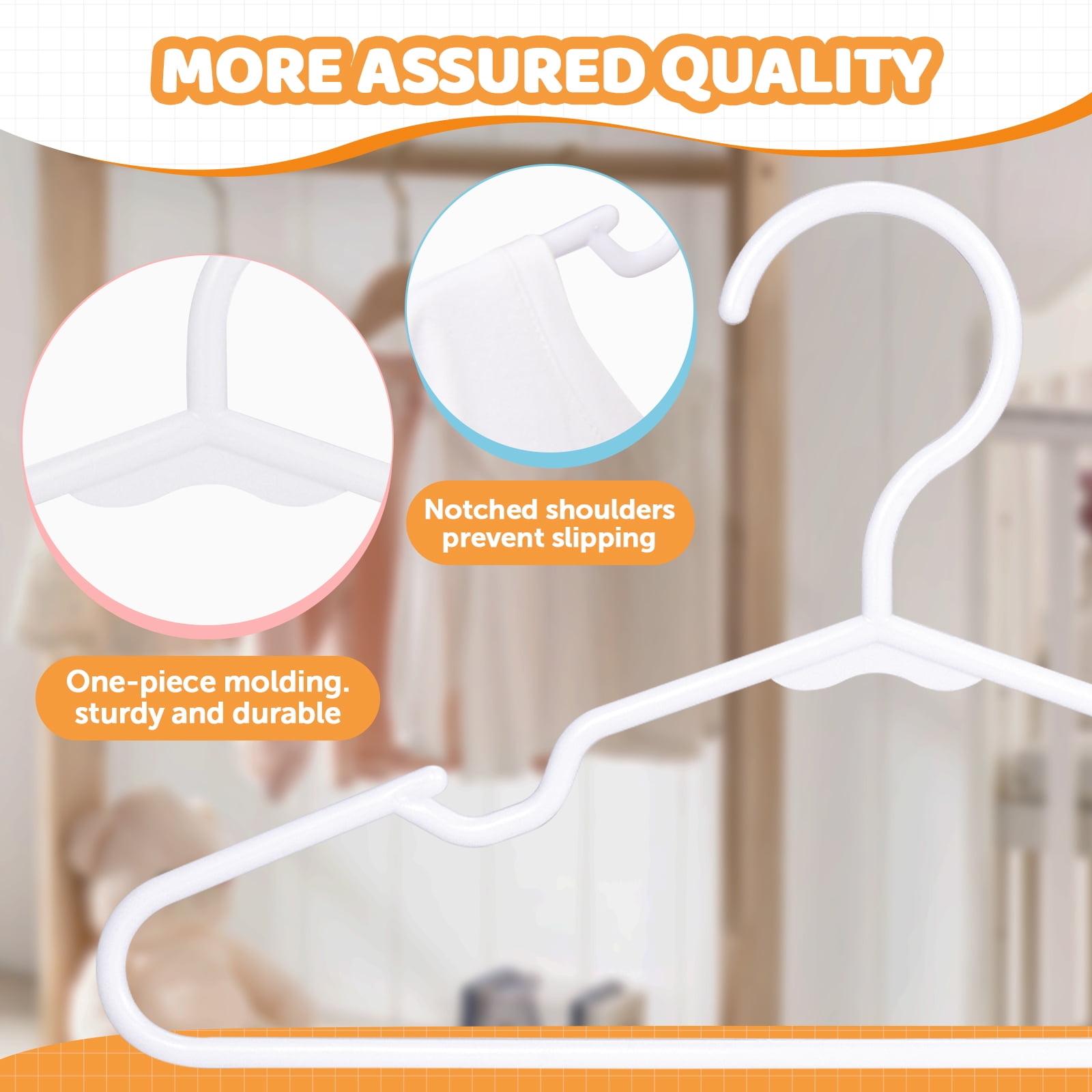 Baby Hanger for Cloth,Plastic Kid Hanger for Child Newborn Toddler,100 Pack,White