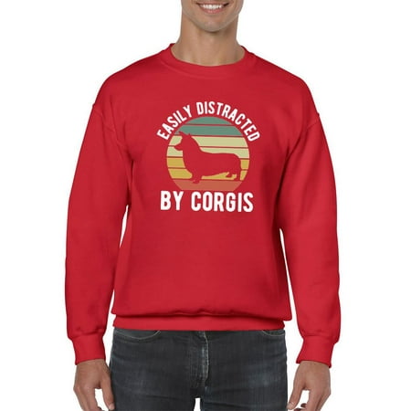 Retro Distracted By Corgis Sweatshirt Men -Image by Shutterstock Male XX-Large