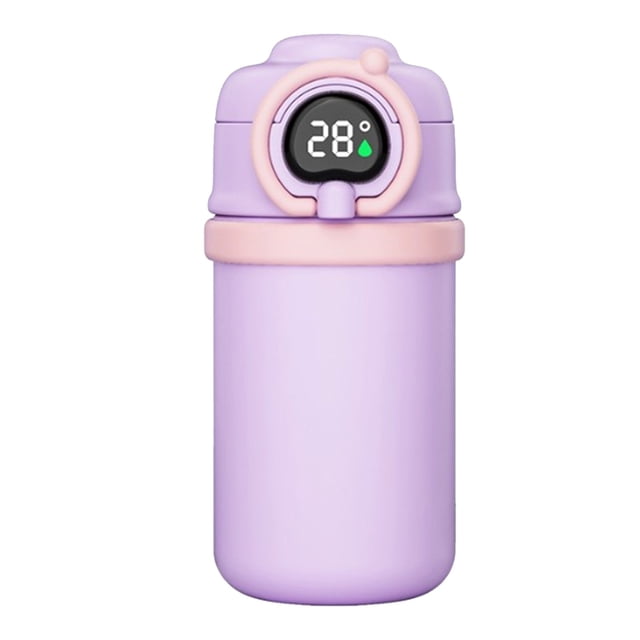Fiudx Ofertas relámpago Taza de aislamiento para niños con medición de temperatura inteligente al vacío de doble capa, taza de agua de acero inoxidable 316 de gran capacidad, taza de agua para estudi