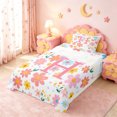 thumbnail image 5 of meiyoeat Cute Floral Initial Print Twin Sheet Sets For Girls,Multicolor Flowers Monogrammed H Letter Bedding For Kids,3-Piece, 5 of 6
