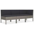 thumbnail image 2 of vidaXL 3 Piece Garden Lounge Set with Cushions Poly Rattan Grey, 2 of 5