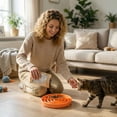 thumbnail image 5 of Slow Feeder Dog Bowls, Puzzle Silicone Dog Feeding Bowls with Suction Cups, Anti-Choking, Non-Slip Design, Reduces Boredom, Anxiety, Ideal for Medium to Small Dogs & Cats(Saffron,7.9"), 5 of 6