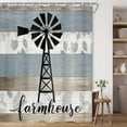 thumbnail image 4 of Vintage Windmill RV Shower Curtain - 36x72 Inches Rustic Wooden Plank Country Small Bathroom Decor Narrow Fabric Set with Hooks Farmhouse Style, 4 of 6