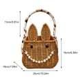 thumbnail image 3 of Easter Cute Bunny Rattan Style Plastic Storage Basket Brown, Large Capacity Woven Basket for Easter Candy Home Decor, Portable Beaded Handle Basket for Living Room Gift, 3 of 6