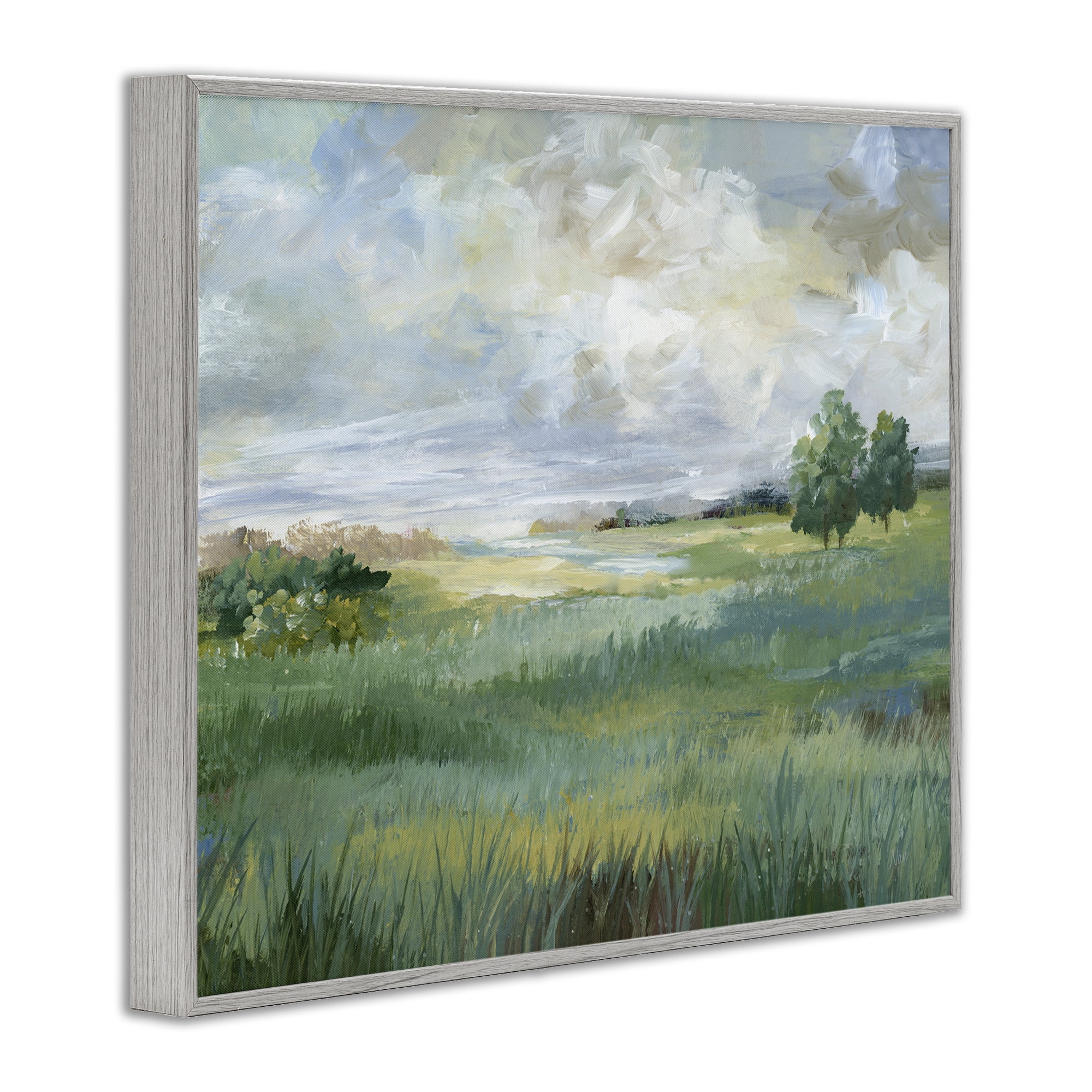 Stupell Industries Idyllic Field at Dawn Gray Framed Giclee Art, design by Nan