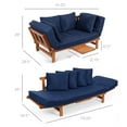thumbnail image 7 of Best Choice Products Outdoor Convertible Acacia Wood Futon Sofa w/ Pullout Tray, 4 Pillows, All-Weather Cushion - Navy, 7 of 7