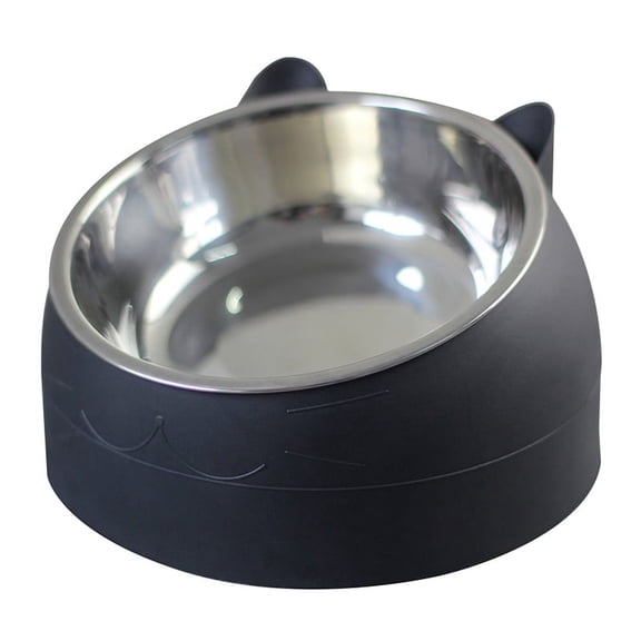 200ml 400ml 15 Degrees Tilted Stainless Cat Bowls Non-slip Base Pets Puppy Cats Food Drink Water Feeder Neck Protection Pet Bowl
