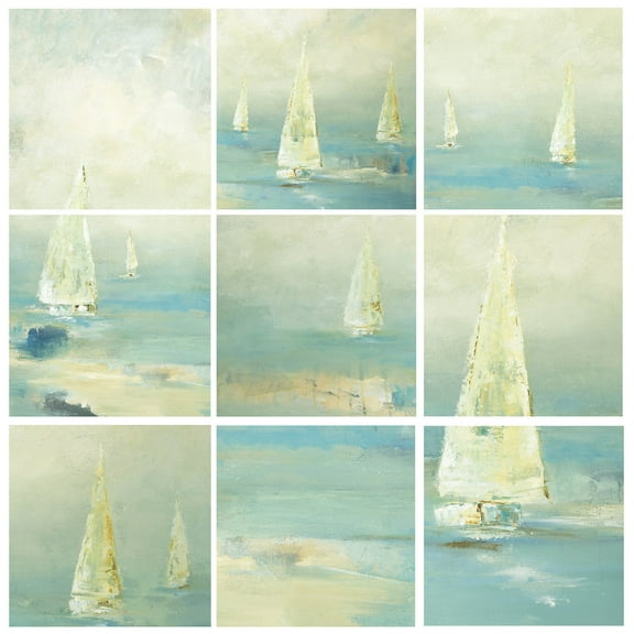 The Stupell Home Decor Collection Racing Tall Ships by Third and Wall 9 Piece Canvas Wall Art Set