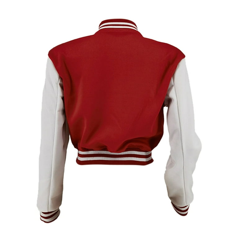 ZHIZAIHU Women's Hit Color Varsity Jackets Crew Neck Long ZHIZAIHU Women's Hit Color Varsity Jackets Crew Neck Long