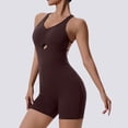 thumbnail image 2 of Lenpel Jumpsuits for Women Seamless Sleeveless Strap Square Neck Half Zip Backless Bodycon Rompers Workout Overall Shorts, 2 of 7