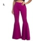 thumbnail image 5 of Qarigey Pantalones acampanados de cintura alta elegantes y cómodos, pantalones acampanados de algodón transpirables para mujer Prendas para la parte inferior del cuerpo púrpura l, 5 of 6