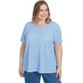 thumbnail image 7 of Alfred Dunner Women's Asymmetrical Floral Embroidered Detail Top Size M Iris, 7 of 7