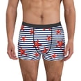 thumbnail image 1 of Balery Starfish Navy Blue Stripe Calzoncillos bóxer para hombre, ropa interior de algodón suave y transpirable con cinturilla de nailon-Large, 1 of 5