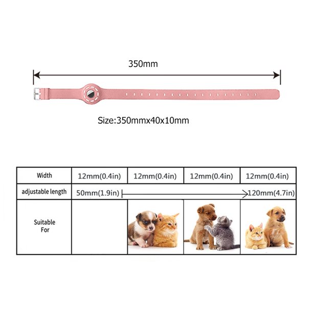 Anti-perdida GPS Tracking Finder Case Pet Dog Cat Collar para Apple Airtag (rosa) Likrtyny Para estrenar