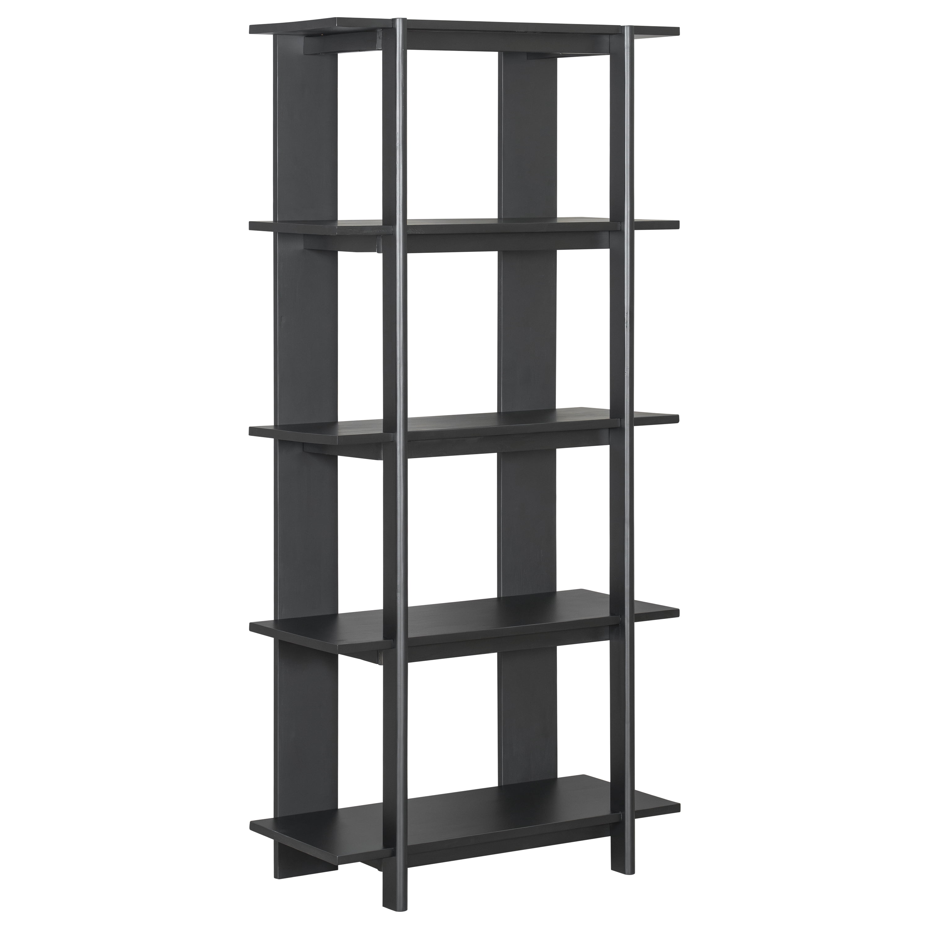 4-Tier Wooden Open Bookcase, Modern Acacia Wood Display Bookshelf