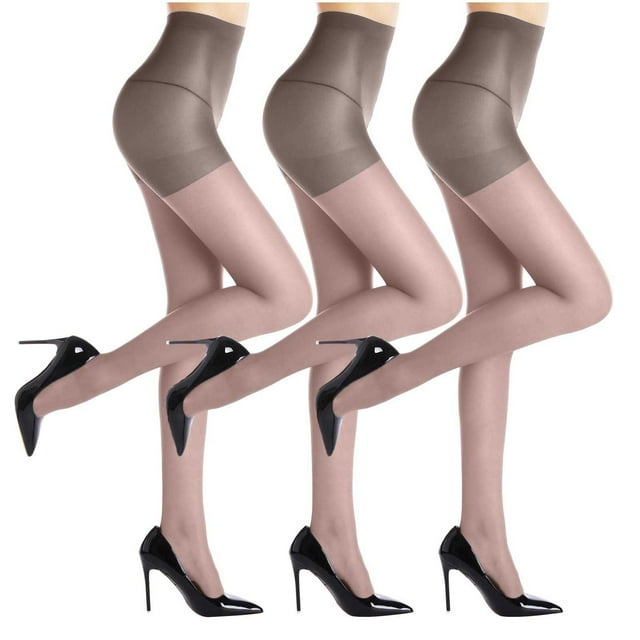 Diufon Lot de 3 Collants Transparents pour Femmes Bas de Couleur Unie Décontractés Tendance Bas Polyvalents