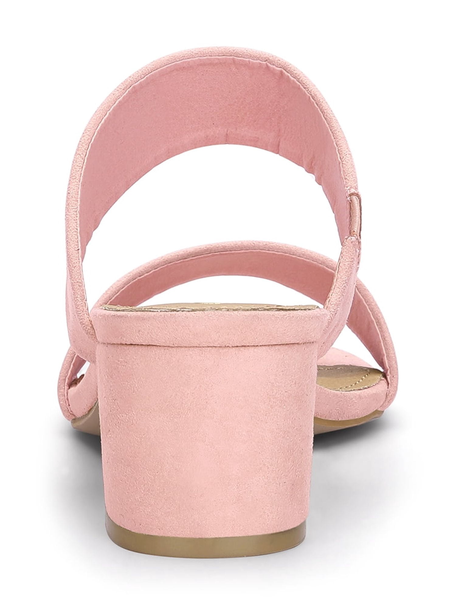 DARING DIVA Stylish Women's Block Heel Dual Straps Slide Sandals 9 Light Pink
