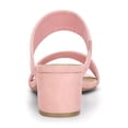 thumbnail image 2 of Women's Dual Straps Mid Chunky Heel Slide Sandals Light Pink 5.5, 2 of 8