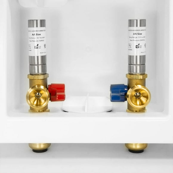 EFIELD Washing Machine Outlet Box with Center Drain 1/2-inch Push-Fit White with Stainless Water Hammer Arrestor