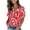 Red, variant on Short Sleeve Blouse for Women with Button Front and Pocket, Casual Printed Top with Collar in Red for Daily Wear