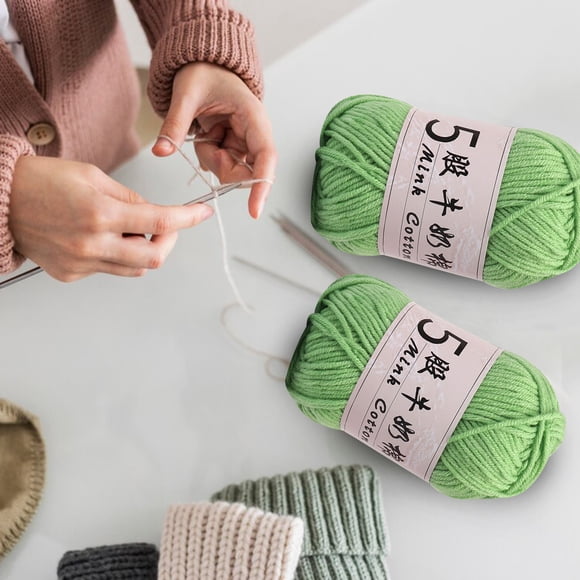 Fwttom Fil de Coton pour le Crochet, 5 Brins de Coton Lait Poupée Crochet Bricolage Fil à Tricoter Chandail Bébé Pelote de Laine
