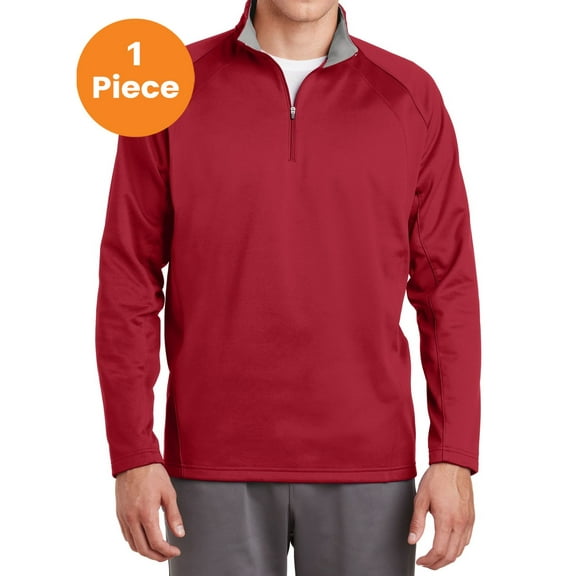 Sport-Tek F243 Sport-Wick 1/4-Zip Fleece Pullover, Deep Red/ Silver, 3XL, Mens Pullover Hoodies and Sweatshirts