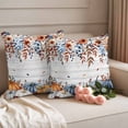 thumbnail image 2 of Fall Orange Blue Outdoor Waterproof Pillow Covers, Thanksgiving Floral Botanical Wooden Decorative Square Throw Pillowcase Sofa Cushion Sham for Patio/Couch/Chair, 20"x20" 2 Pack, 2 of 8