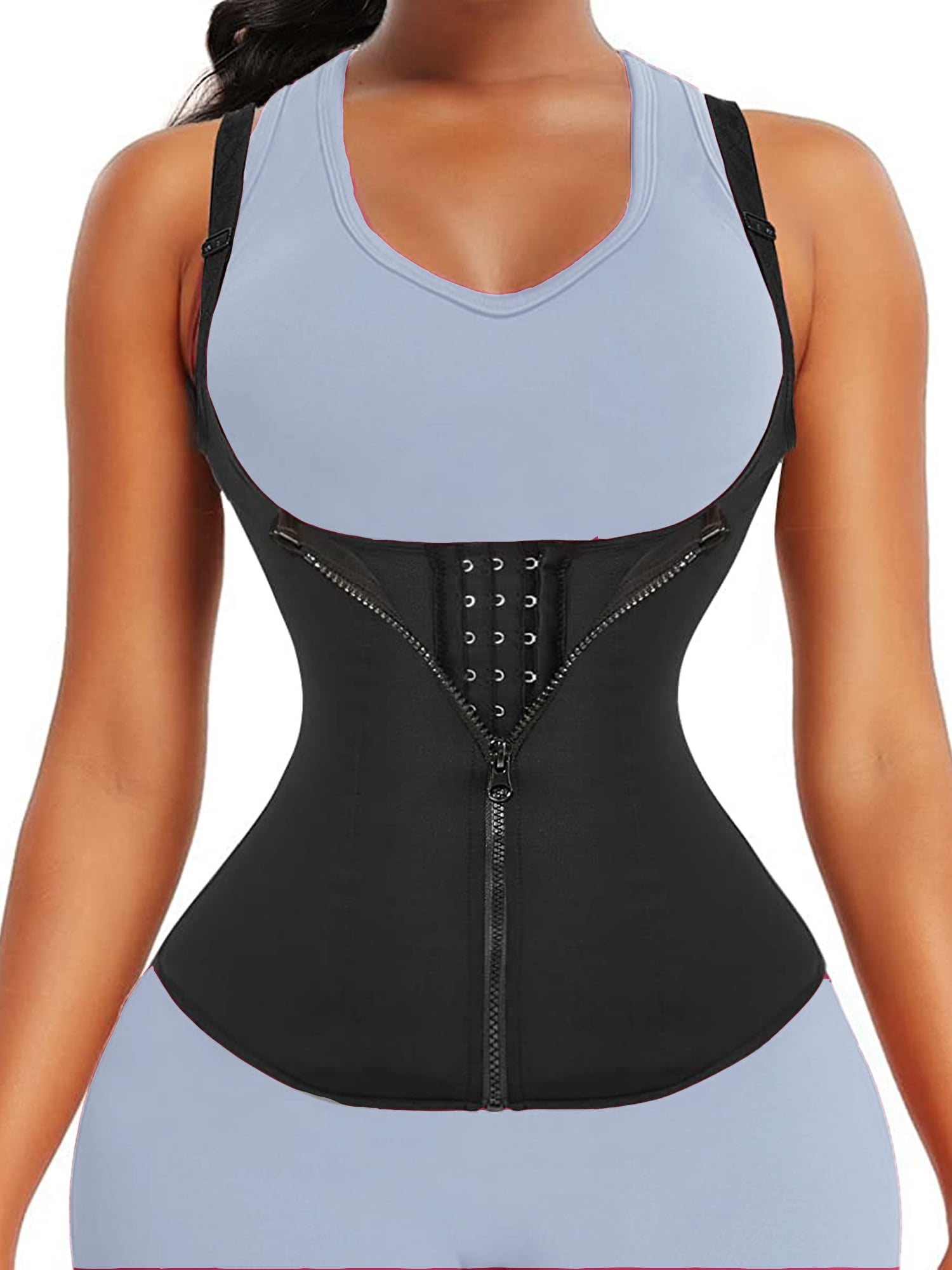 QRIC Clip and Zip Waist Trainer Corset Women Neoprene Worked Out Sweat Vest Body Shaper