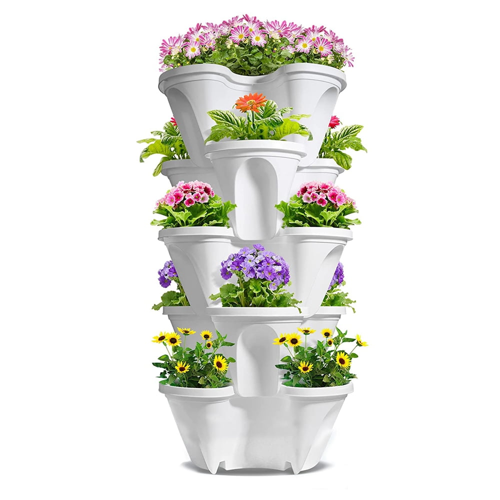 Sunjoy Tech Stackable Flower Pot, Strawberry Herb Flower Vegetable