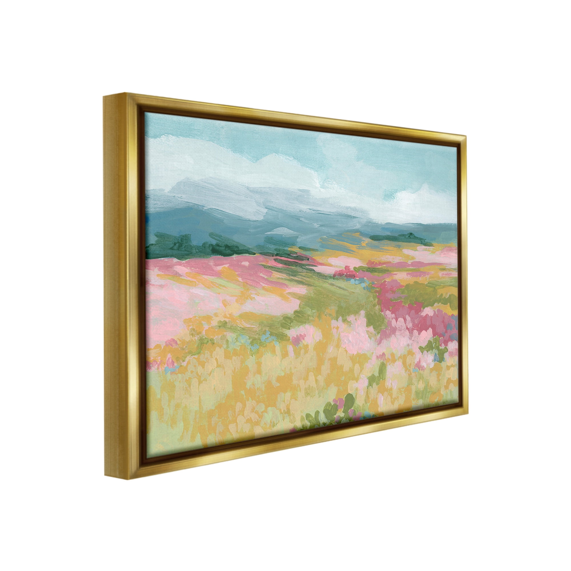 Stupell Industries Abstract Meadow Flowers Landscape Painting Gold Floater Framed Canvas Art Print Wall Art, 21 x 17