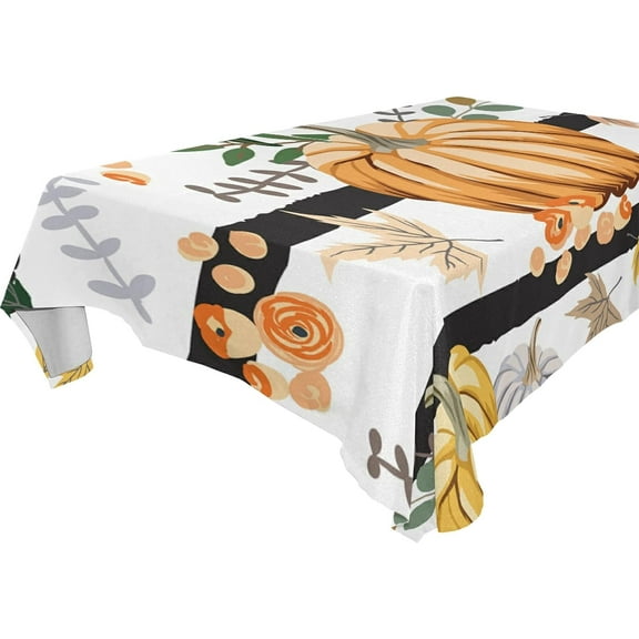 SKYSONIC Thanksgiving Pumpkin Tablecloth Waterproof Washable Polyester Square Table Cover Durable Tablecloth for Kitchen Dining Table Party Decor (60 X 60 Inch)
