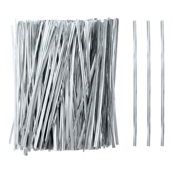 Uxcell 800Pcs Bag Twist Ties 6" Reusable Plastic Twist Ties Wire Cable Ties for Party Bread, Silver
