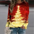 thumbnail image 1 of 2024 serie navideña mujer Otoño e Invierno moda Casual impreso manga larga jersey de cuello redondo sudadera de gran tamaño, 1 of 4