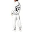 thumbnail image 4 of UJNDER Women's Casual Tracksuit Set Letter Print Drawstring Hoodie Jogger Pants Long Sleeve Zip Up Outfit with Pockets Pant Suits for Women White XL, 4 of 4