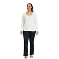 thumbnail image 3 of Terry & Sky Women’s Plus Size Henley Waffle Tee with Long Sleeves, 2- Pack, 3 of 5