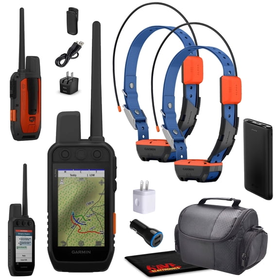 Garmin Alpha 300i Handheld Advanced Dog Tracker & Training System with inReach Technology Bundle with 2x Garmin Dog Collars Alpha T20 Tracking Collar For Dogs with GPS   Portable Charger and More