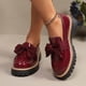 thumbnail image 2 of Mujeres Negro Muñecas Estilo Casual Grueso Vendido Muñecas de Cuero Patente, Mujeres Más Tamaño Primavera Verano Cómodas Zapatillas de Arco Zapatos, 2 of 9