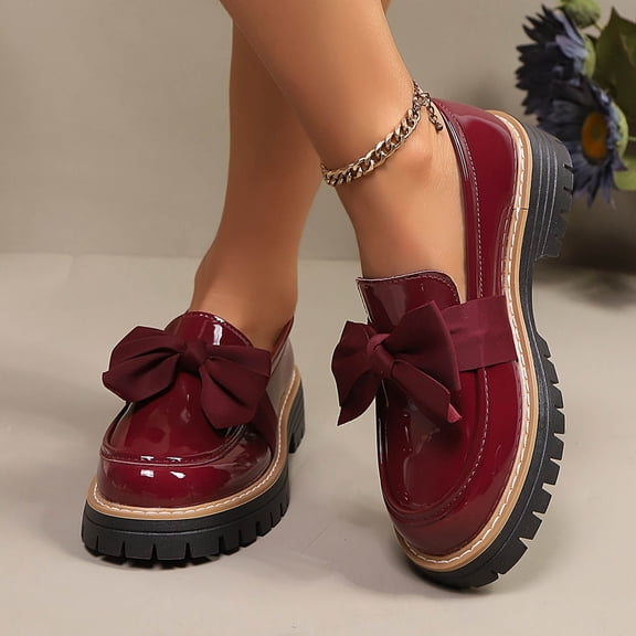 Women's Casual Thick-Soled Loafers Non Slip Comfortable Fashionable Summer Shoes For Travel Outdoor Wine