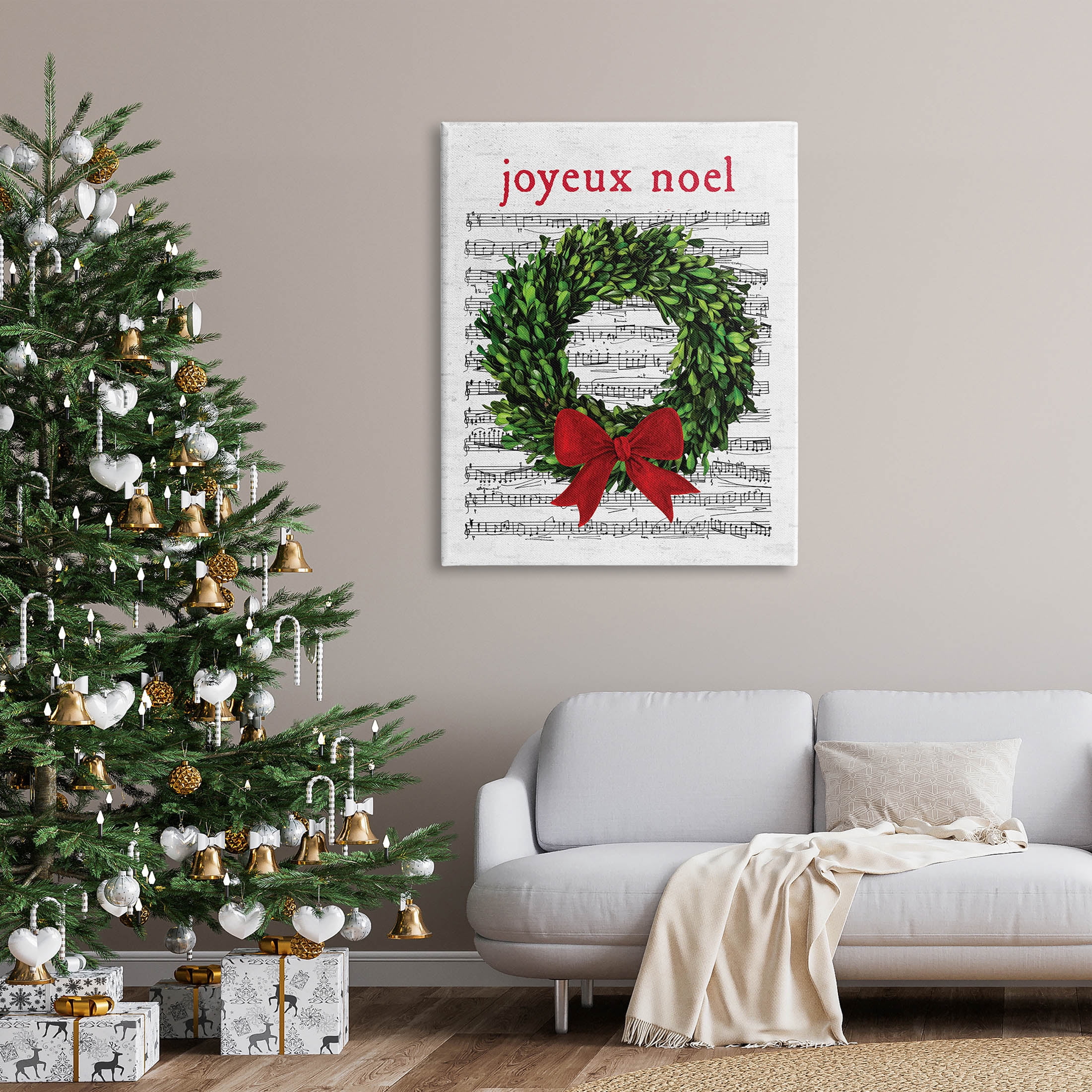 Stupell Industries Joyeux Noel Vintage Song Graphic Art Gallery Wrapped Canvas Print Wall Art, Design by Lettered and Lined