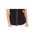 thumbnail image 3 of Karen Scott Women's Cotton Piping Button Top Black Size X-Small, 3 of 3