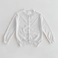 thumbnail image 7 of Girls White Cotton Cardigan | Button Front Long Sleeve Sweater for Kids Kids, Soft Crewneck Knit Top with Ribbed Cuffs,Size 1-2 T, 7 of 7