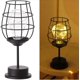 thumbnail image 1 of Kaishengyuan Lámpara de mesa de alambre de metal negro Cesta de hierro Estilo jaula Luz nocturna Lámpara de escritorio retro con pilas para dormitorio [Clase energética A] (Copa de vino tinto), 1 of 8