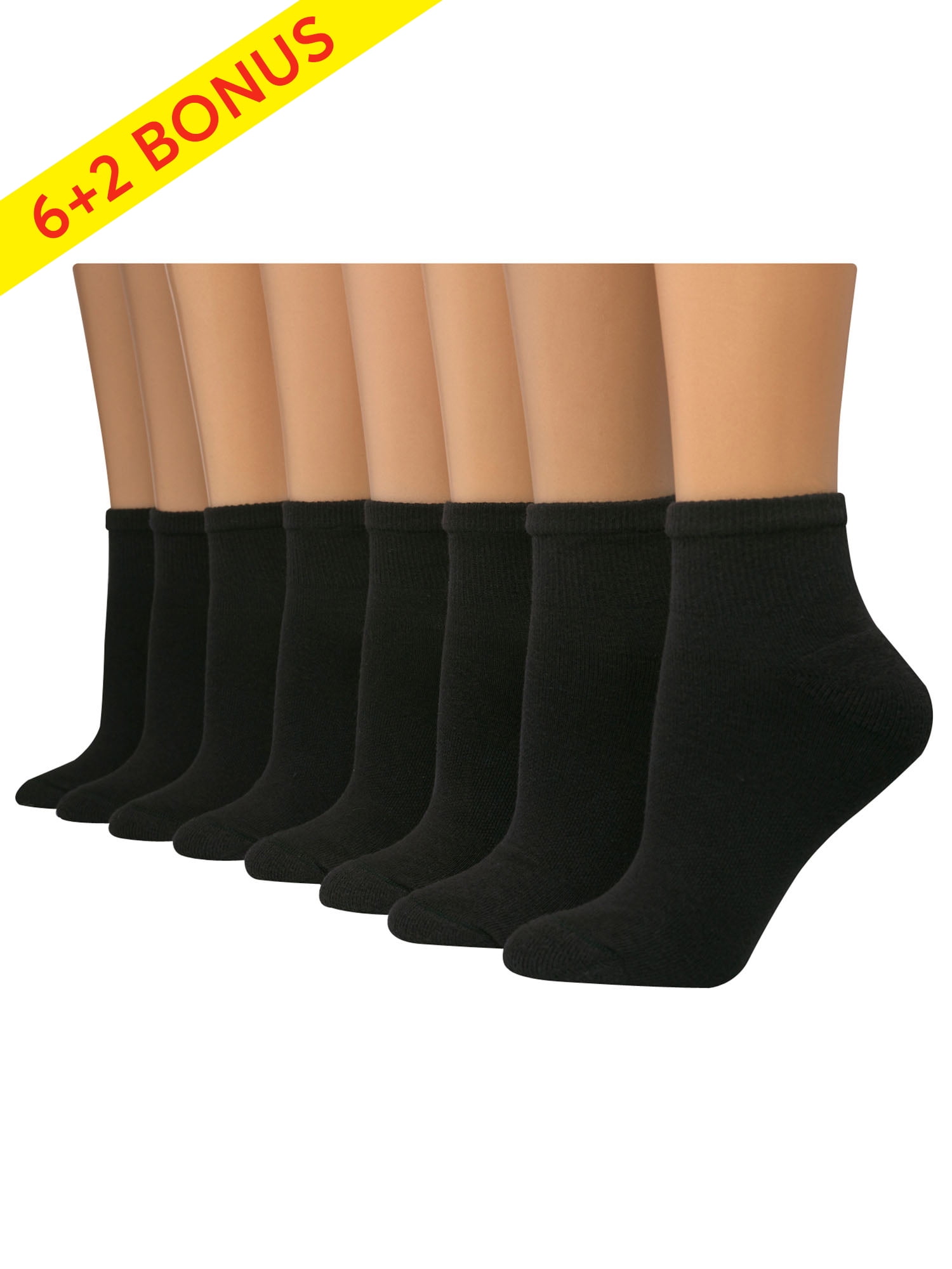 Hanes Womens' Sport Cool Comfort Ankle Socks, 6+2 bonus pack - Walmart.com