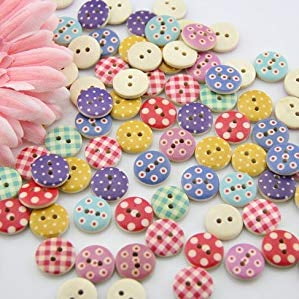- 100pcs Mixed Wooden Buttons in Bulk Buttons for Crafts Button Round Colorful Painting Buttons Bu-91