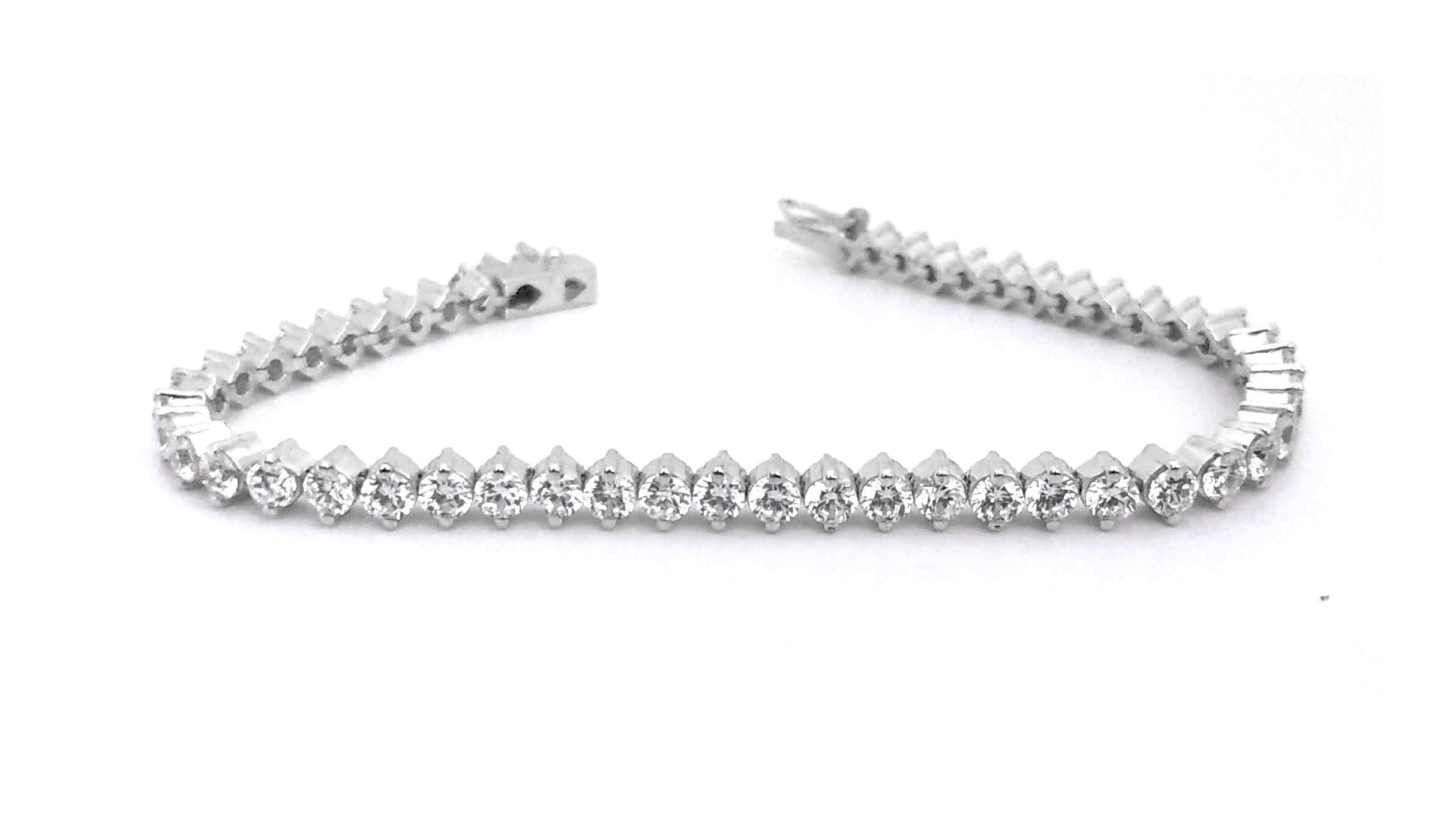 5.00 Ct Emerald and Diamond Tennis Bracelet, Sterling Silver Women's Jewelry, Length 6-9 Inches