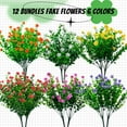 thumbnail image 3 of 12 Bundles Artificial Fake Flowers - UV Resistant & Realistic Fake Greenery Shrubs Plants for Indoor Outdoor Hanging Basket, Patio, Porch, Office & Living Room Decor (Mixed 6 Colors), 3 of 8