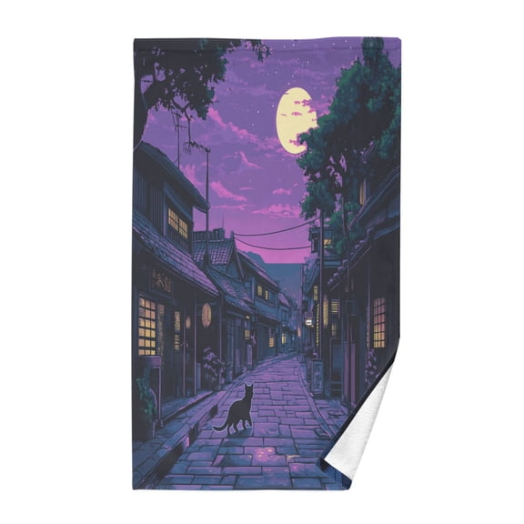Yayeee 100% Cotton Hand Towels for Bathroom 16" x 28" Soft Absorbent Kitchen Towel, Purple Street